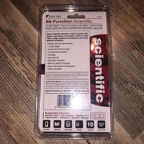 Sentry Industries Inc. 56-Function Scientific‎ Calculator, Black (CA656) - Picture 2 of 2